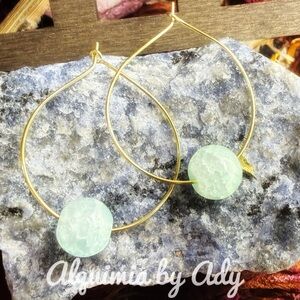 Alquimia Mint blue quartz Statement Earrings